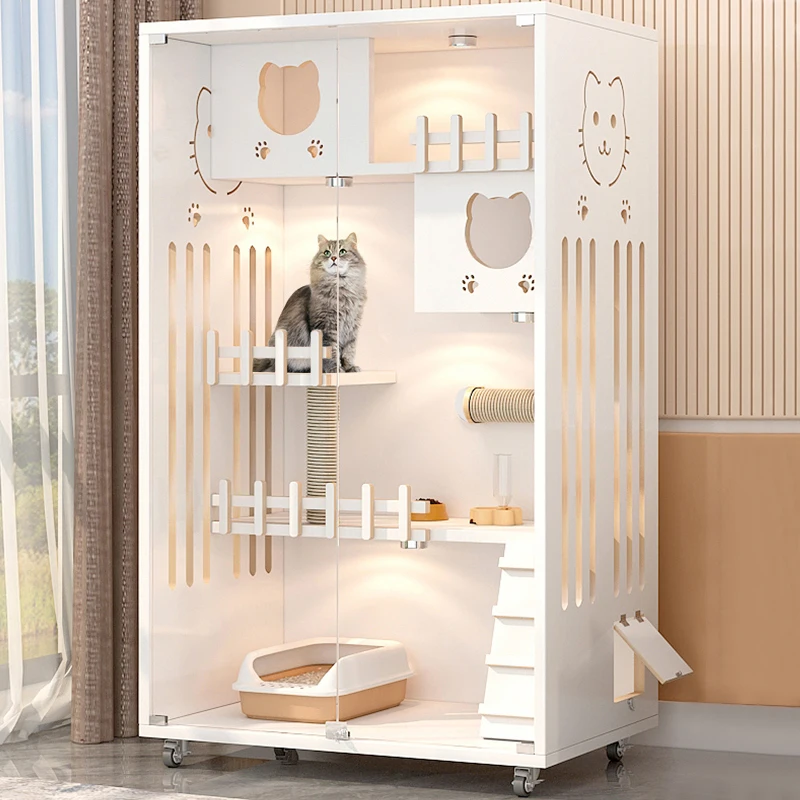 Pet Condo House Furniture Cat Play Villa Cube Wood Wooden House