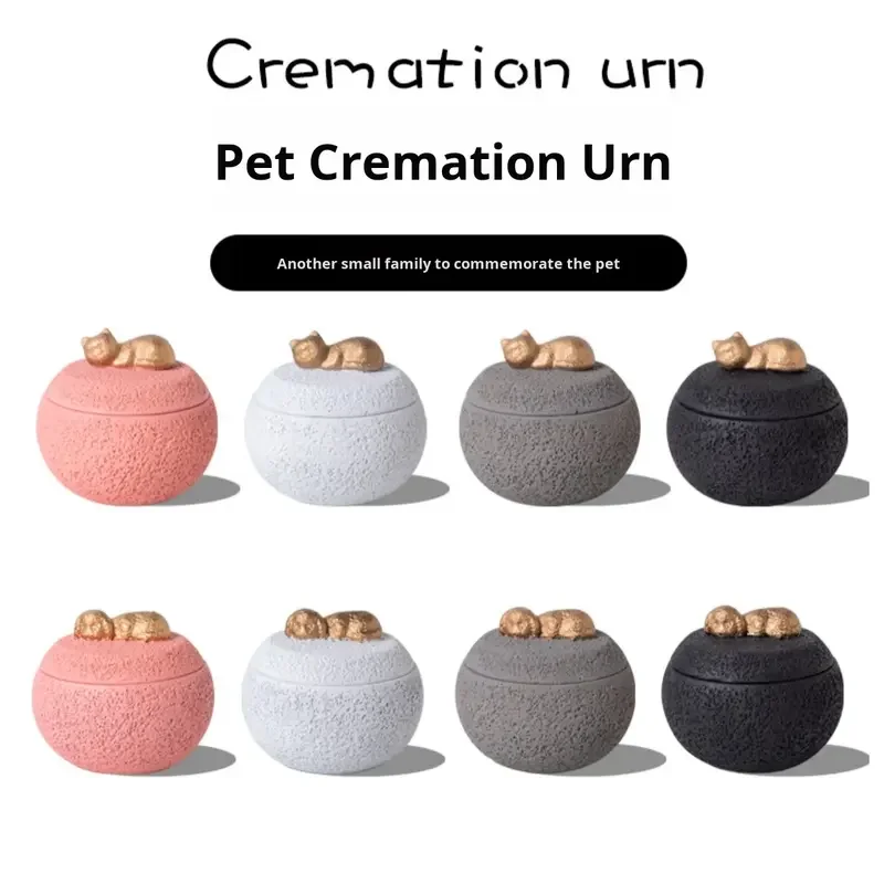 Pet Cremation Urn Handmade Polandite Cement Modern Cute Cat Dog Burial Box Aftercare Memorial Container Funeral Supplies