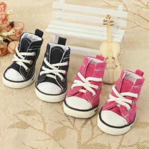 Pet Denim Canvas Classic Casual Shoes Breathable Winter Teddy Print Pattern Christmas Dog Shoes Travel
