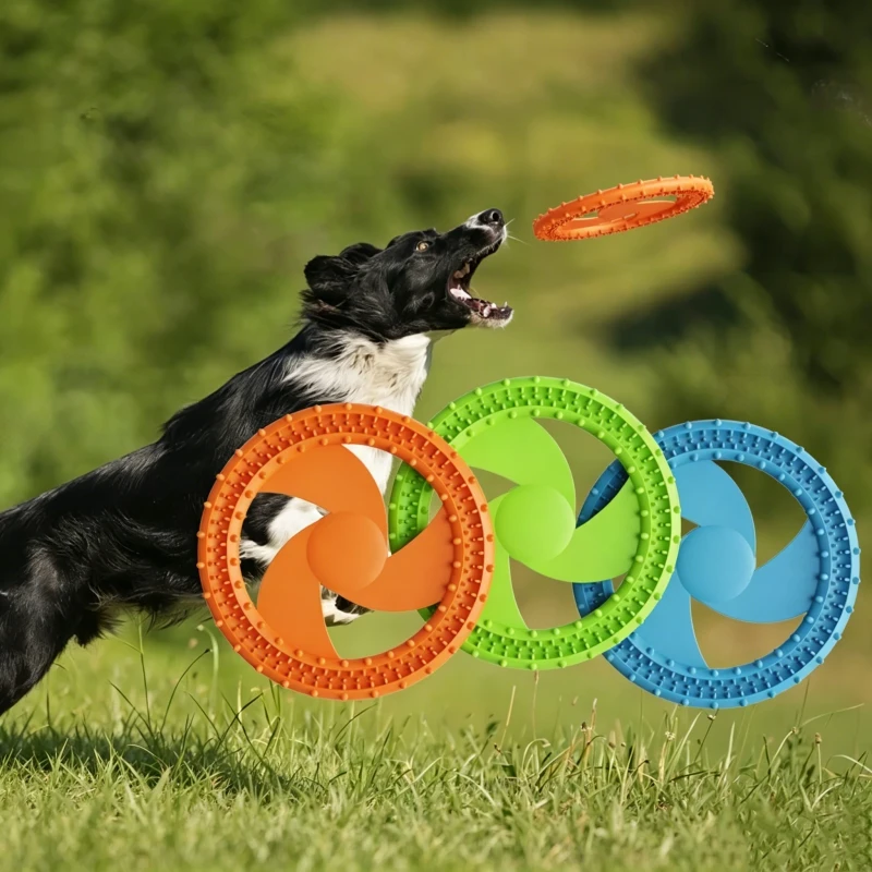 Pet Disc Toy for Dogs Diameter 18cm Durable Pet Chew Toy Fun Dog Throw and Catch Toy Outdoor Chasing Toy