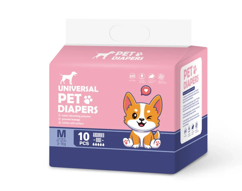 Pet Disposable Diapers Dogs Lightweight PE Film Leak proof Super Absorbent Breathable Cartoon Style Puppy Care