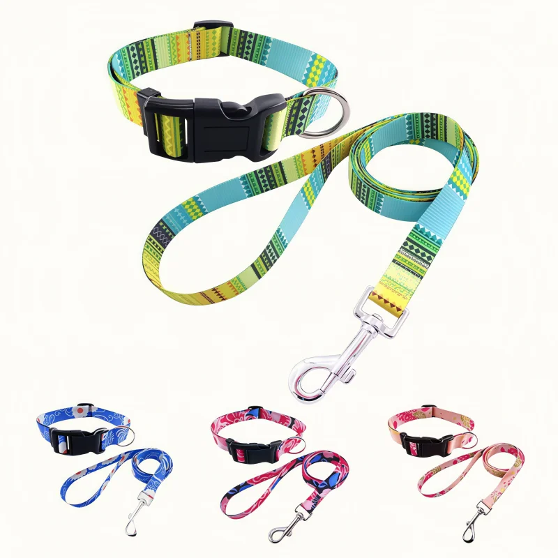 Pet Dog Accessories Supplies Pattern Nylon Luxury Bohemia Dachshund Cat Dog Collar and Leash Set Lead Belt for Dogs