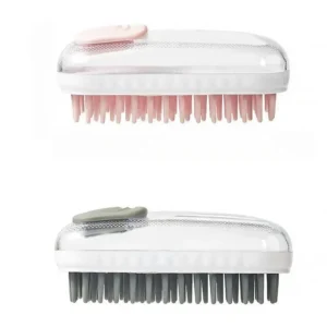 Pet Dog Bath Grooming Massage Brush with Soap and Shampoo Dispenser Stocked Bathing Products