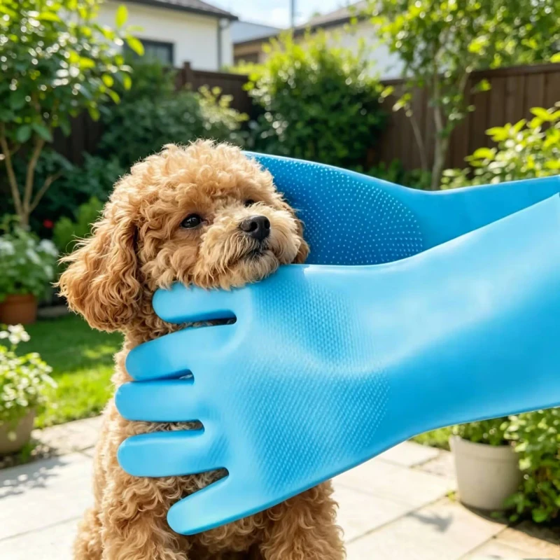 Pet Dog Bathing Gloves Silicone Pet Bathing Massage Brush Dog Scrubbing Supplies