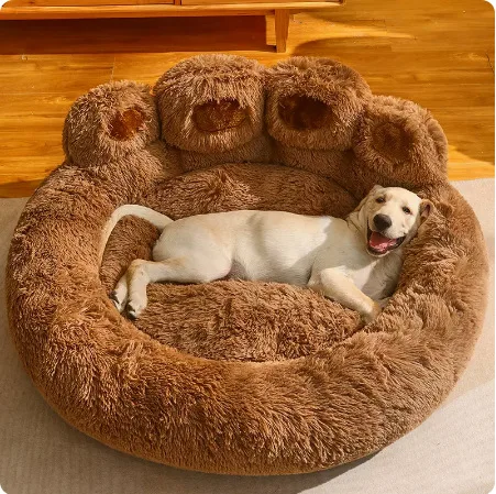 Pet Dog Bed All Seasons Round Solid Plush Durable Eco-Friendly Warm Cozy Comfy Cushion for Puppy Large Dog