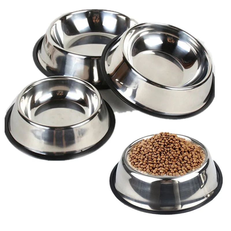 Pet Dog Cat Bowls Stainless Steel Feeding Feeder Water Bowl for Pet Dog Cats Puppy Outdoor Food Dish
