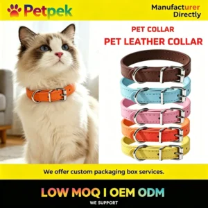 Pet Dog Cat Collar All Season PU Leather Design Multiple Colors and Sizes With Adjustable Buckle for Small Animal Daily Use