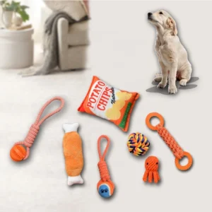 Pet Dog Chew Toys Medium Small Orange Cotton Luxury Interactive Pet Dog Rope Toys Set