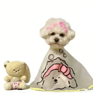 Pet Dog Grooming Cape Waterproof Hair Cutting Cloak Cartoon Design Grooming Products Puppy Salon Supplies