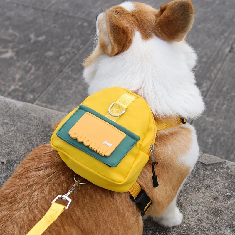 Pet Dog Harness and Leash Set Adjustable Breathable Dog Backpack Harnesses Set for Dogs Cats