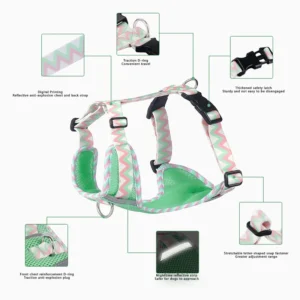 Pet Dog Harness with Printed Design Breathable Daily Style Customizable Option Provides a Comfortable Experience for Pets