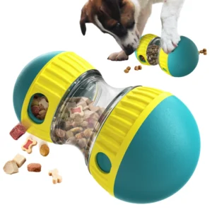 Pet Dog Interactive Barbell Shaped Toy Rolling Leaky Ball Slow Food Training Slow Food Dog Toy