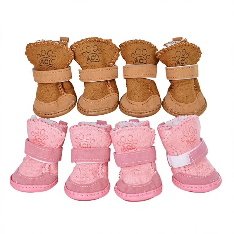 Pet Dog Shoes Autumn Winter Anti slip Small Dogs Snow Boots Sneakers for Outdoor Paw Protectors Warm Winter Dog Shoes