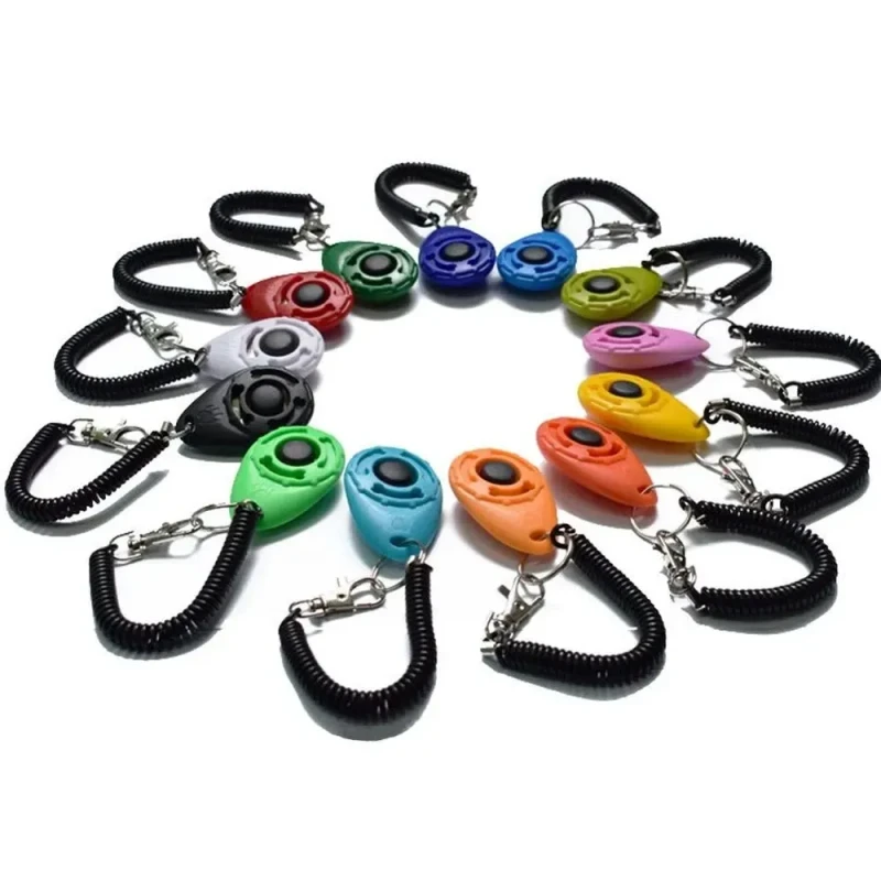Pet Dog Training Button Clicker Kit Plastic Waterproof IPX6 Custom Click Sound with Wrist Strap Animal Behavior Aids
