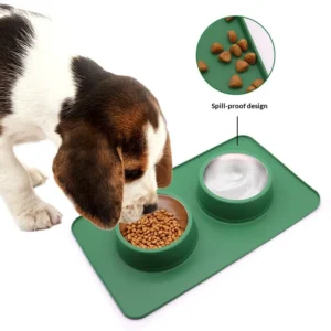 Pet Double Bowl Dog Feeder Anti-overflow Anti-tipping Two-in-one Dog Food Bowl for Cats and Dogs