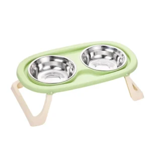 Pet Double Bowls Anti Slip Plastic Cat Dog Feeder Neck Care Food Water Bowl for Small Medium Pets Daily Feeding