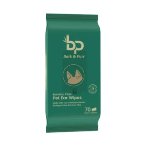 Pet Ear Cleaning Wipes for Cats Dogs Bamboo Fiber Degradable Hypoallergenic Fragrance Customizable Green Color 70 Pieces 280g