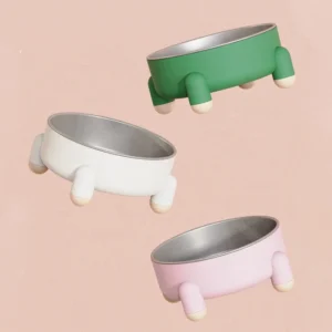 Pet Elevate Bowl Feeders Rounded Cat Dog Bowl Stainless Steel Pet Silicone Food Bowl