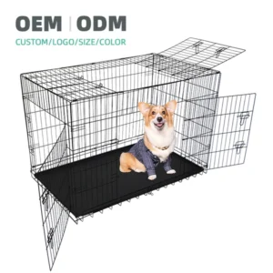Pet Enclosure Indoor Pet Crate Durable Foldable Dog Cage With Easy Clean Plastic Tray For Small Dogs