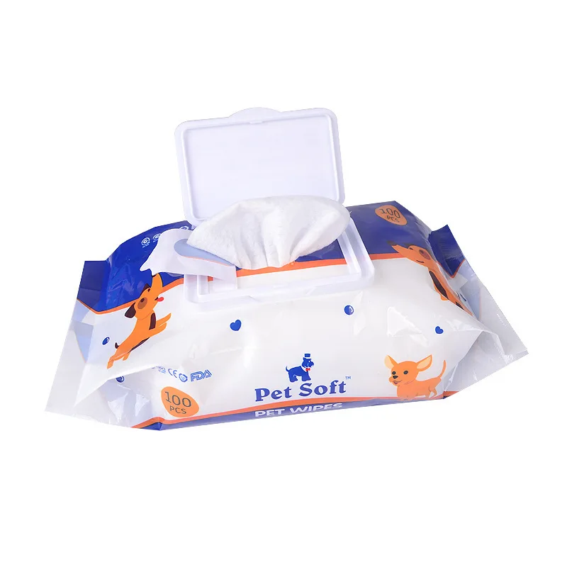 Pet Exclusive Travel Wet Wipes for Cats & Dogs Non Woven Material Deodorizing Paw & Butt Cleaning 100 Sheets
