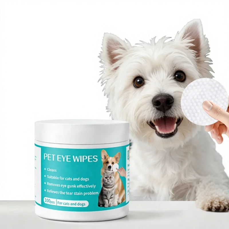 Pet Eye Wipes Nonwoven Fabric Removes Tear Stains Cleansing Wet Tissues for Cats 100 Pieces Pack