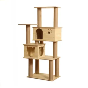 Pet Factory OEM Customized Luxury Classic Wooden Eco Friendly Pet Cat Tree Tower House Condo Scratcher Chew Toys