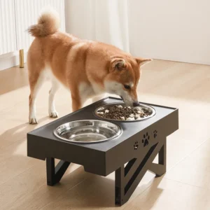 Pet Feeder Stainless Steel Waterproof Non-slip Lifting Folding Bowl Cat Dog Double Bowls Pet Food Bowl M0511
