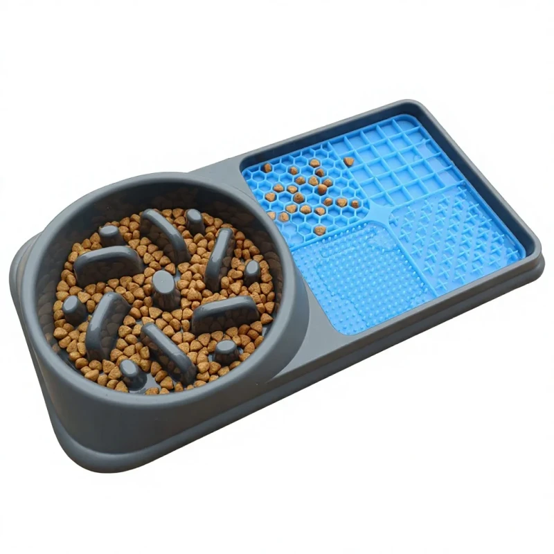 Pet Feeding Bowl Dog Licking Mat Slow Feeder Food Bowl Non Slip Food Grade Silicone PP Food Water Dispenser for Cats Dogs