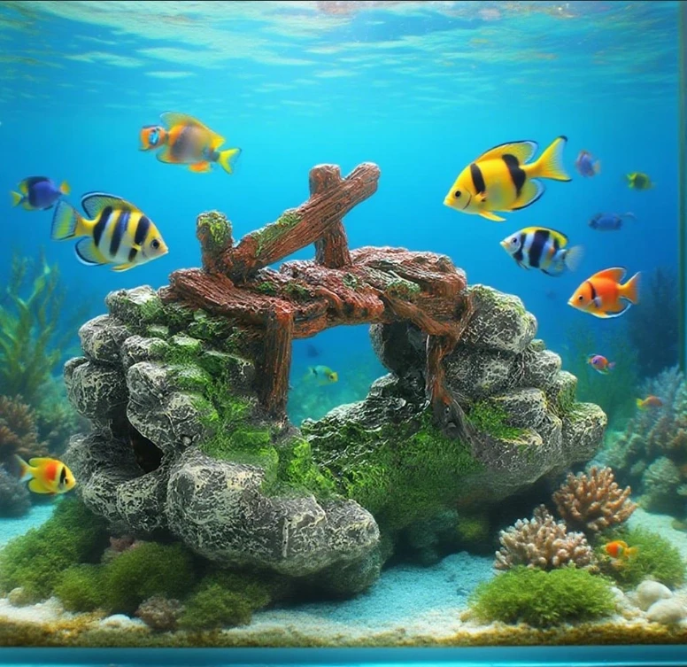 Pet Fish tank Decoration Crafts Landscape Bridge Aquarium Fish tank Artificial Bridge Resin Accessories Modeling