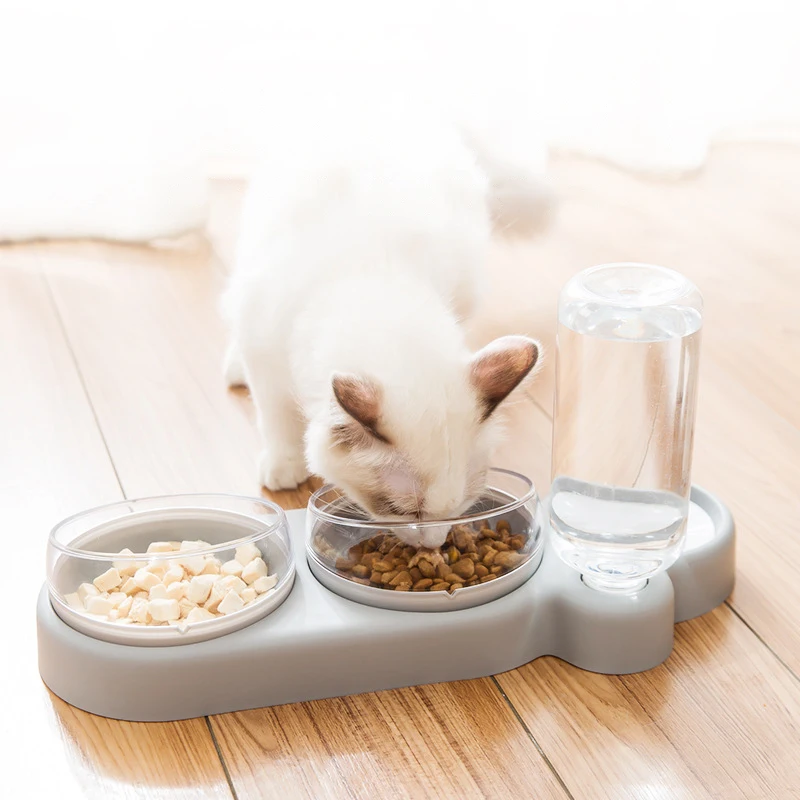 Pet Food Drinking Bowl Dog Cat Feeder Two Bowls Feeder with Water Fountain for Cat and Dog Feeding Bowl