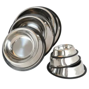 Pet Food Feeder Container Dishes Stainless Steel Dog Bowl with Rubber Base for Food and Water