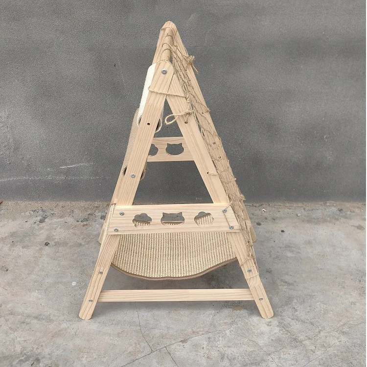 Pet Friendly Durable Cat Tree Wood & Sisal Material Multifunction Cat Trees & Scratcher Suitable for All Age of Cats