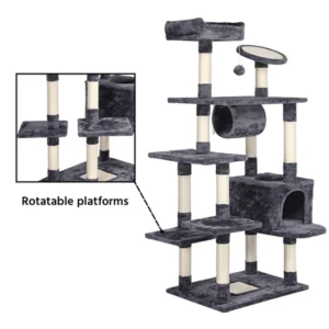 Pet Furniture House Wall Mounted Cat Tree with Wood and Linen Materials Safe and Anti-Slip Design for Indoor Use
