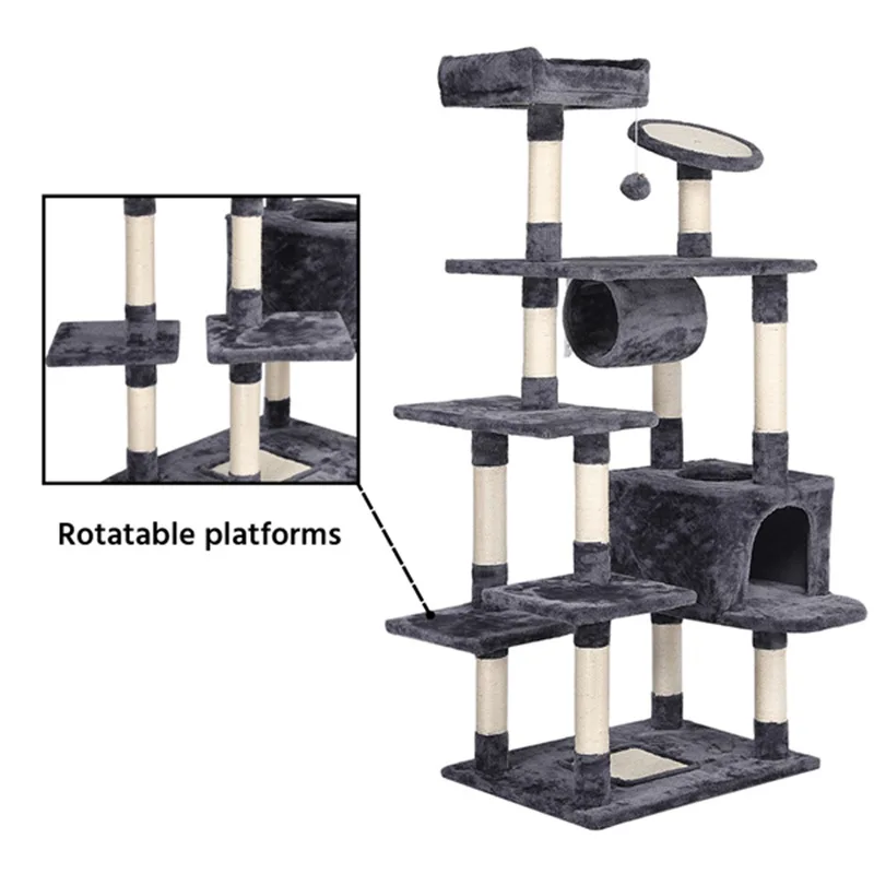 Pet Furniture House Wall Mounted Cat Tree with Wood and Linen Materials Safe and Anti-Slip Design for Indoor Use