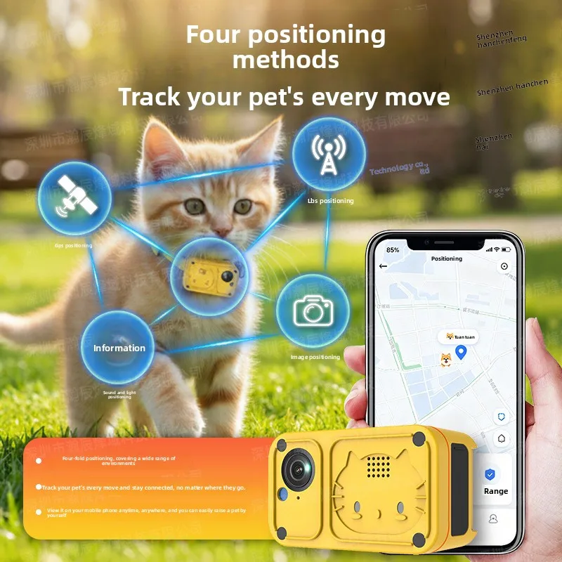 Pet GPS Tracking Camera Outdoor Waterproof Anti-loss Real-time Monitoring for Cats Dogs Neck-hanging Hook-style