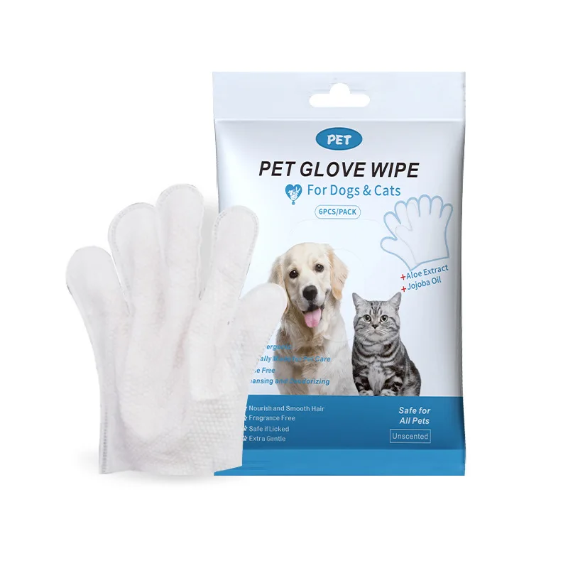 Pet Grade Disposable Gloves and Wipes for Cat Dog Butt Bath Cleaning
