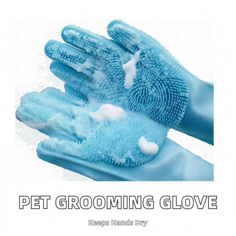 Pet Grooming Bathing Gloves Reusable Home Dog Cat Shampoo Massaging Cleaning Sponge Silicone Waterproof Hair Removal