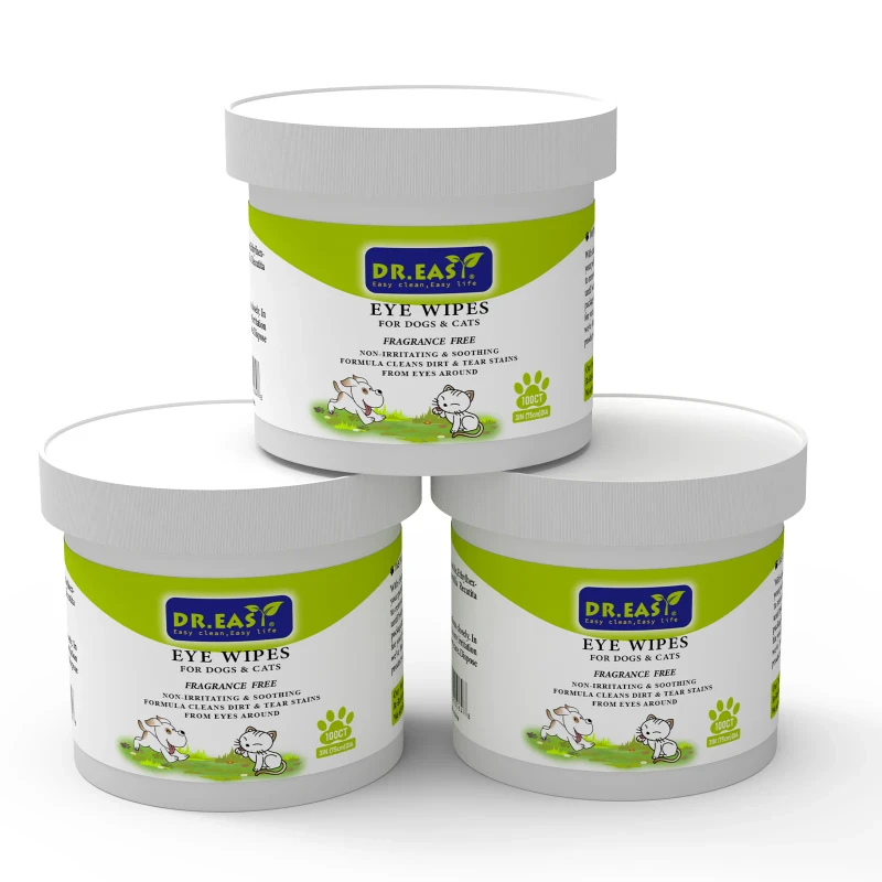 Pet Grooming Cat Dog Tooth Dental Eye Ear Cleansing Finger Glove Mini Barrel Canister Wet Wipes with 120pcs Pads