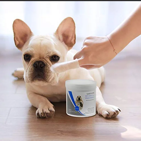 Pet Grooming Cat Dog Tooth Dental Eye Ear Cleansing Finger Glove Mini Barrel Canister Wet Wipes