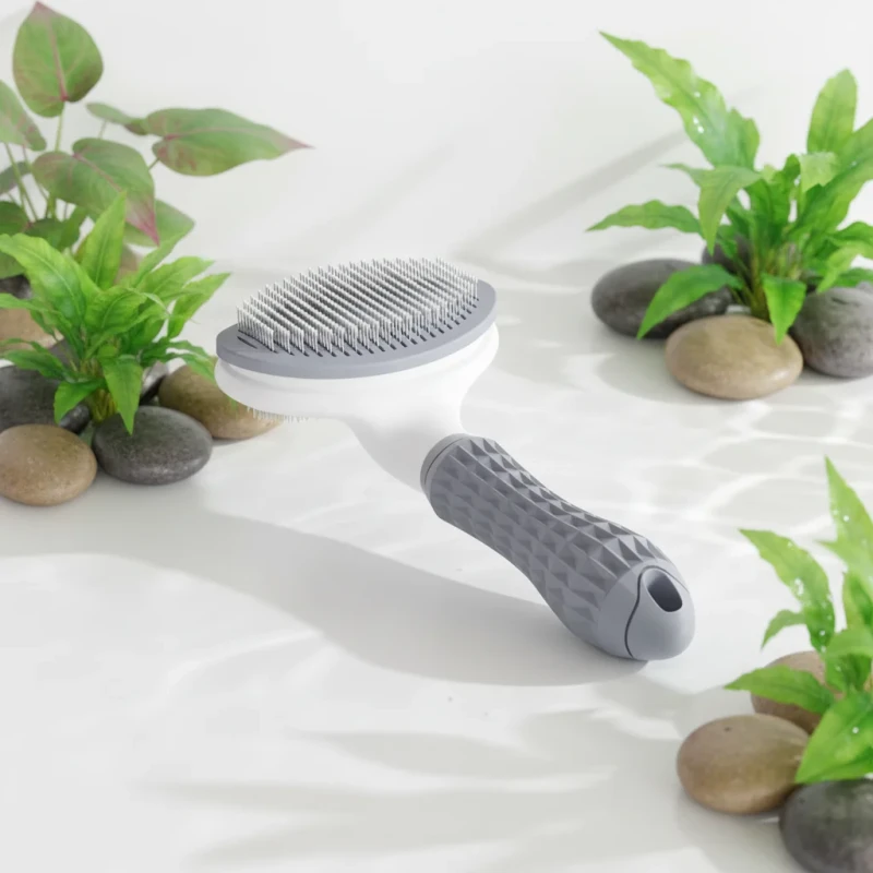 Pet Grooming Dog Stainless Steel Eco Friendly Self Cleaning Bath Comb Easy Undercoat Full Body Massaging Tool for Bathroom Use