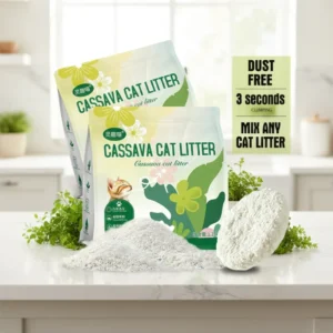 Pet Grooming Easy Clean Plant Based Biodegradable Eco Friendly Cassava Starch Low Dust Fast Clumping Cat Litter