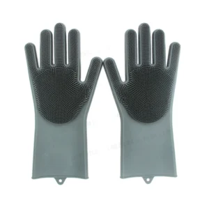 Pet Grooming Gloves Heat Resistant Silicone Gloves with High Density Teeth for Enhanced Massaging and Bathing of Dogs and Cats