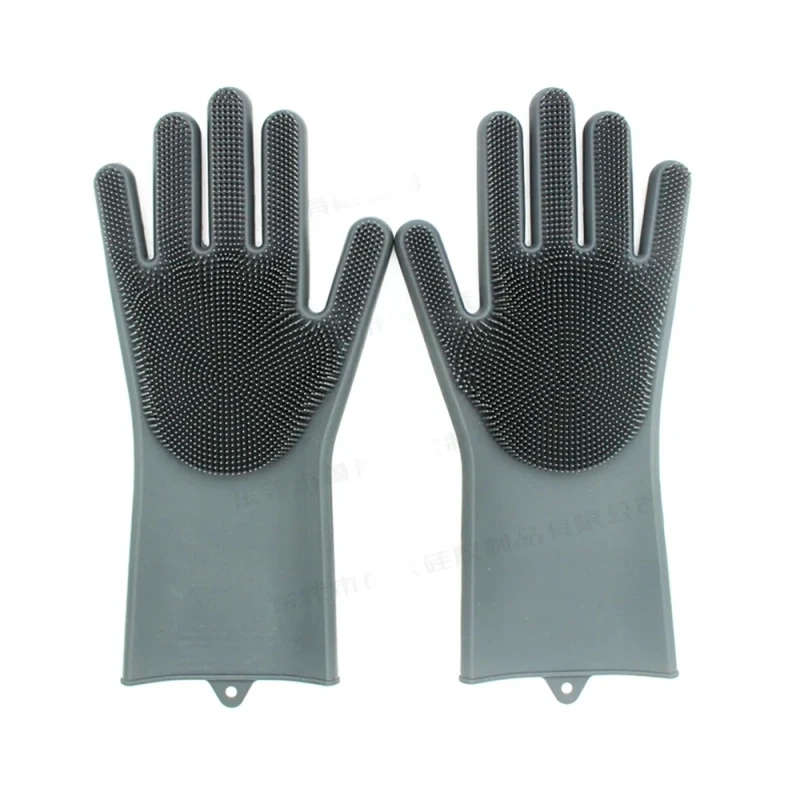 Pet Grooming Gloves Heat Resistant Silicone Gloves with High Density Teeth for Enhanced Massaging and Bathing of Dogs and Cats