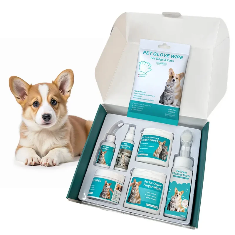 Pet Grooming Kit Bulk Complete Dog Cat Hygiene Wet Wipes Set for Ears Eyes Teeth Paws Cleaning for Pet Stores