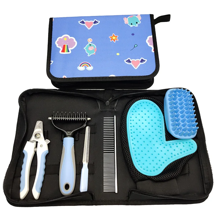 Pet Grooming Kit Pet Hair Combing Set Cat Nail Scissors Knot Opener Dog Bath Brush Gift
