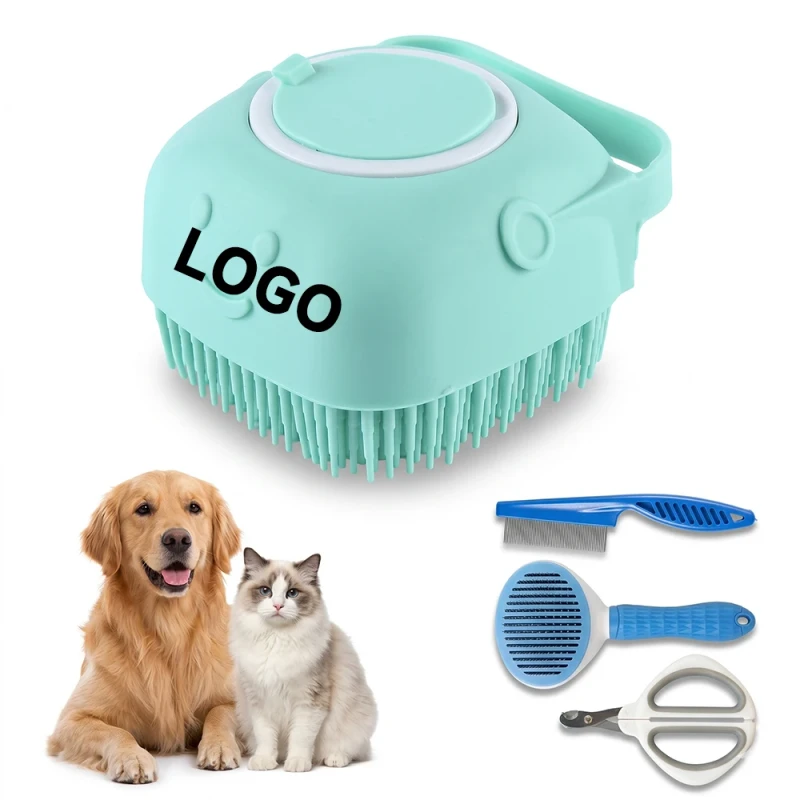 Pet Grooming Kit Set with Deshedding Comb Flea Remover Nail Clipper and Bath Massage Brush for Cats Dogs Home Use