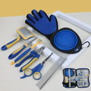 Pet Grooming Kit Tools Pet Grooming Hair Removal Bathing Tool Set for Dogs and Cats Brush Scissors Combs Kit