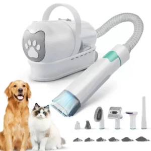 Pet Grooming Kit Vacuum Suction 99% Pet Hair Professional Clippers with 7 Grooming Tools for Dogs Cats