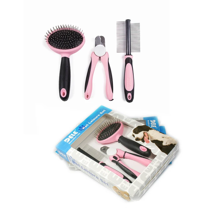 Pet Grooming Product Kit for Dogs Color Box Grooming Tools Combs Small Animals Blue/Pink