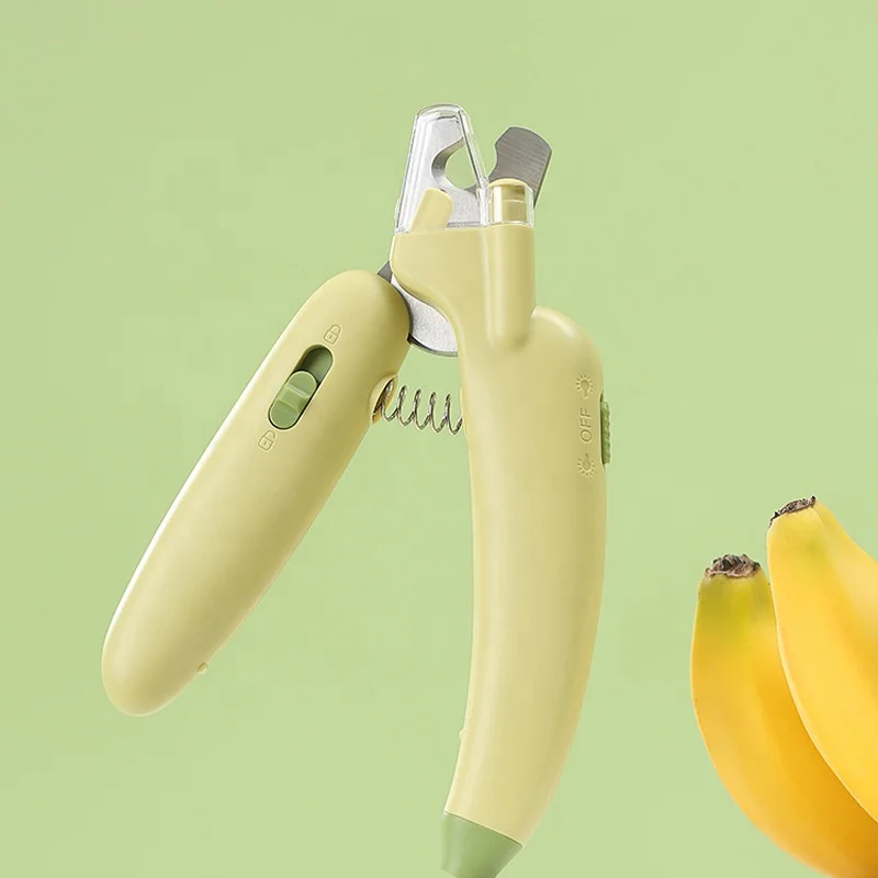 Pet Grooming Product Led Light Pet Nail Cutter Cat Claw Trimming With Polisher Scissors Banana Pet Nail Trimmer